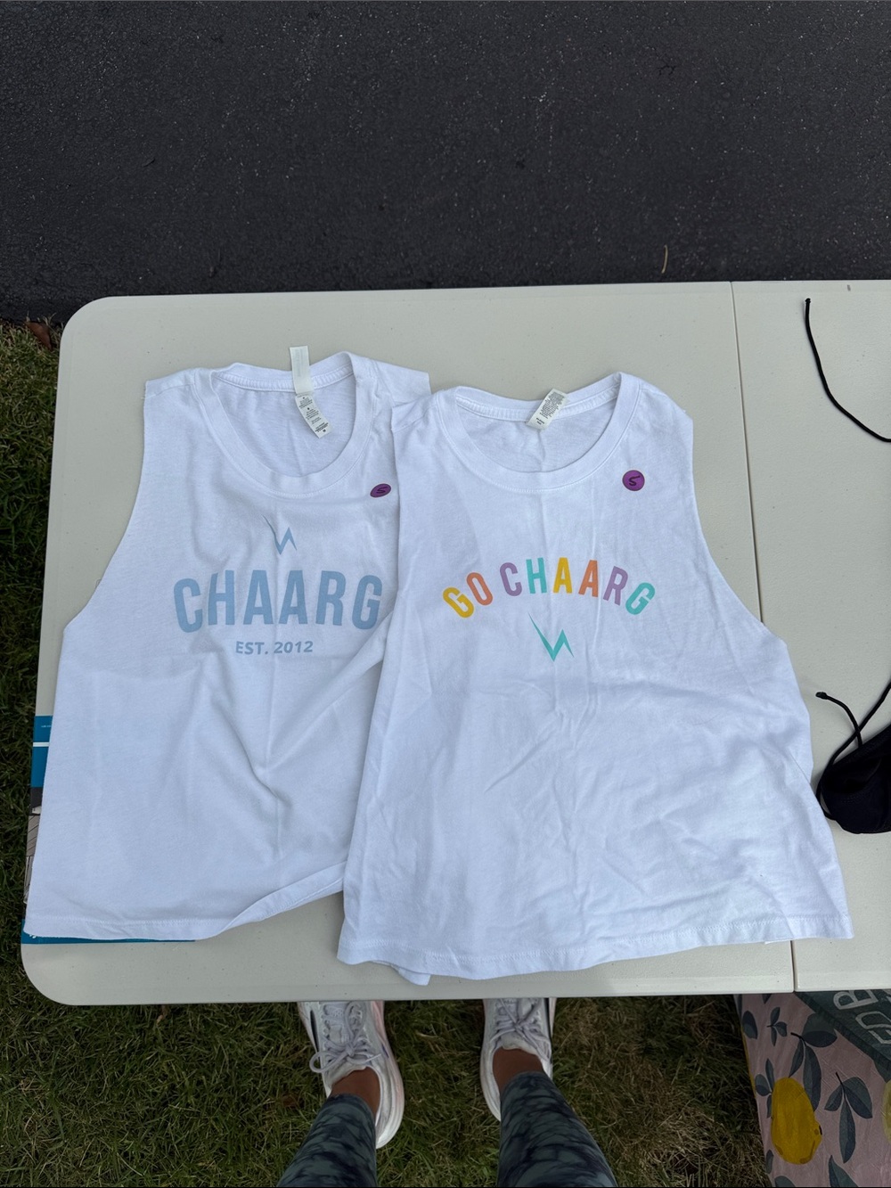 CHAARG White Graphic Muscle Tank - women’s size medium (set of 2)